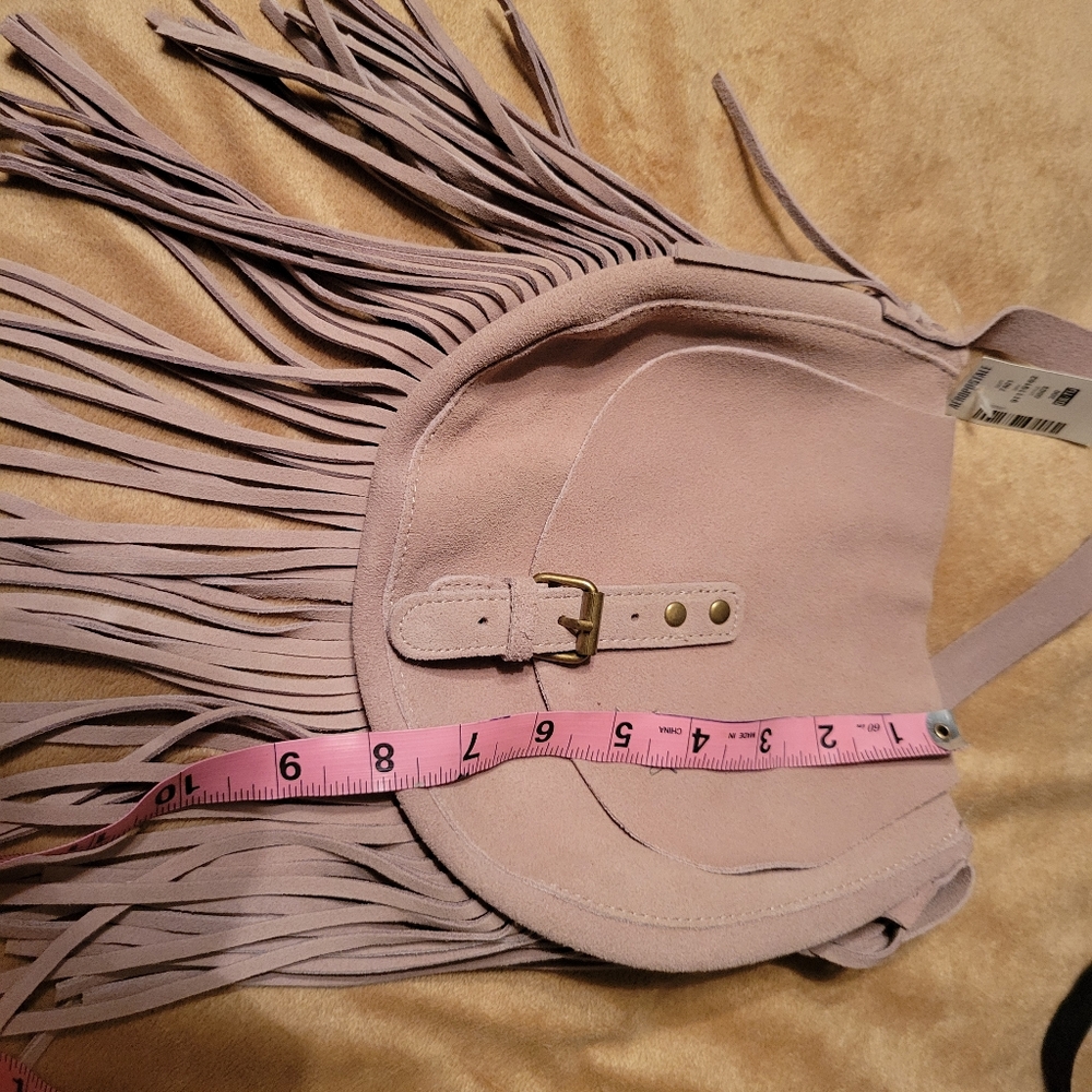 Fringed suede purse